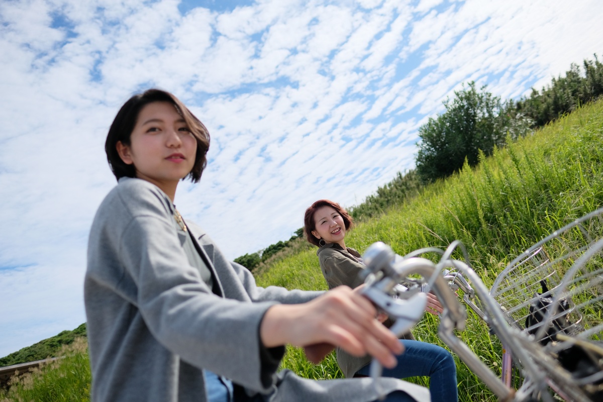 前編「しおかぜの里角島」レンタルサイクルで角島の自然を満喫！夢崎コースでモデル撮影中！