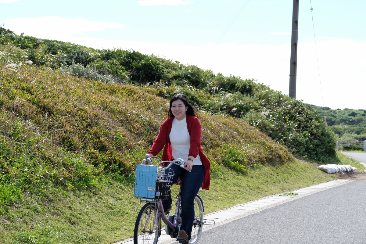 前編「しおかぜの里角島」レンタルサイクルで角島の自然を満喫！夢崎コースでモデル撮影中！