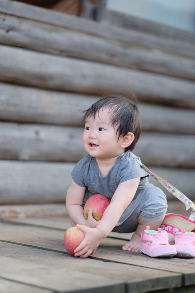 りんご大好きな姫ちゃんが「しもせりんご村」で初めてのりんご狩り